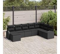 Ordellia Set di divani modulare in polyrattan nero con cuscini resistenti al sole per esterni terrazza giardino balcone patio lounge con scomparti portaoggetti e copertura per relax e