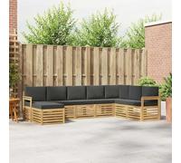 Ordellia Set di mobili da esterno 8 pezzi in legno di acacia resistente e finitura laccata, ideale per giardino e terrazza, configurazione modulare, eleganza e comfort per spazi outdoor