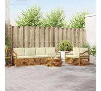 Ordellia Set di mobili da esterno con cuscini 7 pezzi in legno massello di acacia naturale e crema, resistente alle intemperie, design modulare per giardino o terrazza con eleganza e praticità