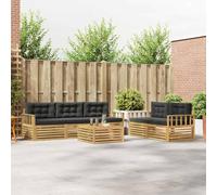 Ordellia Set di mobili da esterno modulare in legno di acacia bianco e antracite per giardino e terrazza con tavolo e sedie, design resistente alle intemperie, ideale per relax e socialità all'aperto