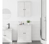 Ordellia Set di mobili per il bagno in legno massello bianco e bianco antico con armadietto e scaffale salvaspazio per bagni piccoli con porta, ripiani e cassettiera