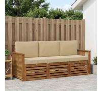 Ordellia Set divani con cuscino 3 pezzi in legno di acacia massello per esterno, arredo modulare da giardino, patii, zone piscina resistente e facile da mantenere