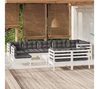 Ordellia Set Divani da Giardino 10 pz con Cuscini Bianchi in Legno di Pino, arredo relax per terrazza, patio, veranda, salotto lounge modulare resistente