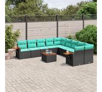 Ordellia Set Divani da Giardino 11 pezzi con Cuscini in Polyrattan Nero per Terrasse, Balcone e Patio, Arredo Relax, Lounge Modulare, Resistente agli Agenti Atmosferici, Facile da Sposare e Pulire