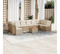 Ordellia Set Divani da Giardino 11 pz con Cuscini Beige Rattan PE Polyrattan Resistente per Terrazza Patio Balcone Lounge Relax Creazione Spazio Confortevole per Famiglia e Ospiti