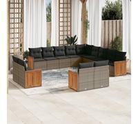 Ordellia Set Divani da Giardino 13 pz con Cuscini Grigio Rattan PE Modulare per Esterno, Barbecue, Relax e Conversazioni su Terrazza, Balcone o Patio