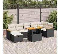 Ordellia Set Divani da Giardino 5 pz con Cuscini in Polyrattan Nero per Esterno, Completo di Tavolo Regolabile, Poggiapiedi e Custodie Resistenti all'acqua, Ideale per Relax, Pranzo e Conversazione