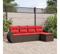 Ordellia Set Divani da Giardino 5 pz con Cuscini Marrone in Polyrattan Resistente ai Raggi UV per Relax e Relax sulla Terrazza, Balcone, Patio o Veranda
