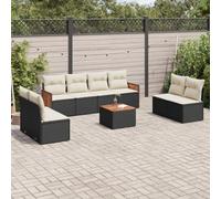 Ordellia Set Divani da Giardino 9 pezzi nero in polyrattan con cuscini resistenti al sole per terrazza patio veranda arredo relax e conversazione