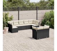 Ordellia Set Divani da Giardino 9 pz con Cuscini Nero in Polyrattan, Arredo Lounge Modulabile per Terrazza, Balcone, Patio, Veranda, per Relax, Pranzo, Conversazioni Familiari e Ospiti