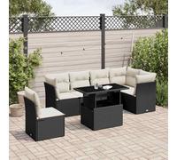 Ordellia Set Divani da Giardino con Cuscini 7pz Nero Polyrattan Modulare per Patio Veranda Insieme Relax e Pranzo