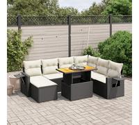 Ordellia Set Divani da Giardino con Cuscini Nero in Polyrattan 8 pezzi per Esterni, Lounge Modulare, Tavolo Regolabile, Resistente ai Raggi UV, per Relax, Pranzo e Conversazioni in Patio