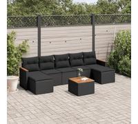 Ordellia Set Divani da Giardino con Cuscini Nero in Polyrattan Resistente per Esterno, Lounge Modulare per Terrazza, Balcone, Patio, Veranda, Completo di Tavolo, Poggiapiedi e Custodie Idrate