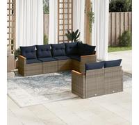 Ordellia Set divani da giardino modulare 7 pezzi con cuscini grigi in polyrattan resistente per relax e conversazioni all'aperto su terrazza, patio o balcone