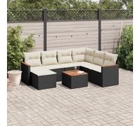 Ordellia Set divani da giardino modulare con tavolo e cuscini resistenti al sole in rattan PE nero per terrazza, patio e veranda, arredo relax e lounge esterno
