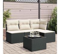 Ordellia Set Divani da Giardino Nero 5 pezzi con Cuscini in Polyrattan Resistente, Tavolo, Sgabello, Design Modulare per Relax, Pranzo, Veranda, Patio, Balcone, Esterno