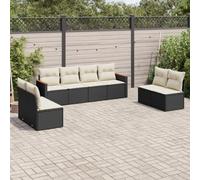 Ordellia Set Divani da Giardino Nero con Cuscini 8 pz in Polyrattan Imbottiti per Esterno Sala Lounge Relax Tavolo Sedia Ospiti Blocchi Modulabili per Terrazza Balcone Patio Veranda