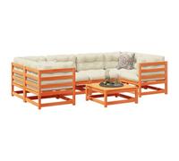 Ordellia Set Divani Giardino 7 pz con Cuscini Marrone Cera Massello Pino, arredo relax per terrazza veranda balcone patio outdoor, resistente e modulare, con cuscini inclusi