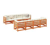 Ordellia Set Divani Giardino 9 pz con Cuscini Marrone Cera, Massello Pino, Arredo Relax per Terrazza, Balcone, Patio, Veranda, Lounge, Modulare, Resistente