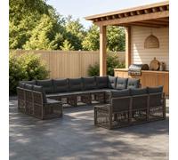 Ordellia Set Divano da Giardino 13 pcs Grigio Polyrattan Resistente Modulare per Relax Estate Terrazza Balcone Patio e Veranda con Piedini Regolabili