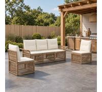 Ordellia Set Divano da Giardino 5 pcs Beige in Polyrattan Resistente all'Esterno con Struttura in Acciaio VERNICIATO a Polvere Design Modulare per Relax e Pranzo su Terrazza Balcone Patio Veranda