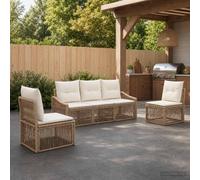 Ordellia Set Divano da Giardino 5 pcs Beige polyrattan moderno resistente all’esterno con configurazione modulare per relax e convivialità in terrazza, patio o veranda, facile da pulire