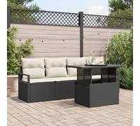 Ordellia Set Divano da Giardino 5 pezzi in Polyrattan Nero e Crema con Componenti Modulari, Cuscini Comfort, Strutture in Acciaio Resistente alle Intemperie, per Relax, Feste e Spazi Esterni