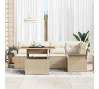 Ordellia Set Divano da Giardino 6 Pezzi Beige Poly Rattan Modulare per Esterni con Tavolo e Stoccaggio, per Relax, Pranzo e Conversazioni su Terrazza, Balcone o Patio