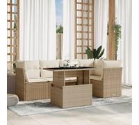 Ordellia Set Divano da Giardino 6 pz con Cuscini Beige Rattan PE Materiale Resistente per Spazi Esterni, Lounge Modulare con Tavolo Regolabile e Sedute Comfort per Relax in Terrazza, Balcone o Patio