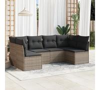 Ordellia Set Divano da Giardino 6 pz con Cuscini Grigio in Polyrattan Resistente ai Raggi UV per Esterni, Modulare, Ideale per Relax, Pranzo e Conversazioni su Terrasse, Balcone, Patio