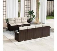 Ordellia Set Divano da Giardino 8 pezzi Marrone e Crema in Polyrattan con Tavolo e Cuscini Rimovibili Adatto a Spazi Esterni come Terrazze Verande e Giardini per Relax e Socializzazione