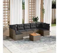 Ordellia Set Divano da Giardino 8 pz con Cuscini Grigio in Polyrattan per Relax Esterno, Composto da Tavolo, Sette Sofà Modulari, Resistente ai Raggi UV, Facile da Pulire, Ideale per Veranda, Patio