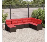 Ordellia Set Divano da Giardino 8 pz Marrone Poly Rattan Modulare per Esterni, Salotto Lounge con Tavolo, Sedie, Divani, Puf, Disegno Resistente al Sole e alle Intemperie per Terrazza, Balcone, Patio