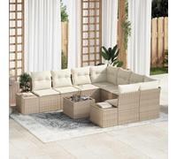 Ordellia Set Divano da Giardino 9 pcs in Polyrattan Beige e Crema per Esterni Lounge Modulare Resistenti al Sole e Umidità per Patio e Terrazza