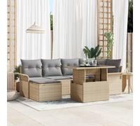 Ordellia Set Divano da Giardino con Cuscino 7 pcs Beige Poly Rattan per Spazi Esterni Lounge Modulare Resistente a Intemperie per Relax Pranzo e Conversazioni all'Aperto