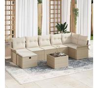 Ordellia Set Divano da Giardino con Cuscino 8 Pz Beige Poly Rattan Modulare Resistente per Terrazza, Balcone e Veranda, Arredo Lounge Esterno per Relax, Pranzo e Conversazioni all'Aperto
