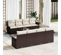Ordellia Set Divano da Giardino con Cuscino 9 Pezzi Marrone Polyrattan Resistente Modulare per Esterni, per Relax, Pranzo in Terrazza e Spazi Ospitali