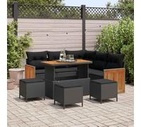 Ordellia Set Divano da Giardino con Cuscino 9 pezzi Nero Materiale Polyrattan e Acciaio Verniciato Design Moderno per Relax Esterno e Spazi All'Aperto Ideale per Giardini e Terrazze Comfort e