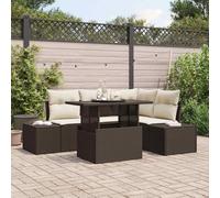 Ordellia Set Divano da Giardino con Cuscino Marrone in Polyrattan Modulare per Esterni, Tavolo Regolabile in Altezza, Sedia, Lounge, Salotto, Ideale per Relax, Pranzo e Conversazioni all'Aperto
