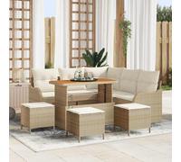 Ordellia Set Divano da Giardino in Polyrattan Beige con Cuscini 9 pezzi per Esterni, Modulari e Resistenti al Sole per Relax, Pranzo e Lounge su Terrazza, Balcone, Veranda