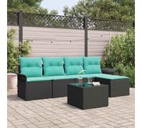 Ordellia Set Divano da Giardino Modulabile con Spazio di Magazzino in Polyrattan Nero Resistente ai Raggi UV per Esterni, per Relax, Pranzo e Conversazioni in Terrazza o Patio