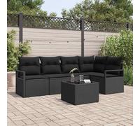 Ordellia Set Divano da Giardino modulare con cuscini nero in polyrattan resistente alle intemperie per relax e socialità su terrazzo, patio o veranda con scomparti portaoggetti e struttura in metallo