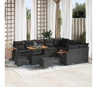 Ordellia Set Divano da Giardino Modulare Nero in Polyrattan con Cuscini Comfort per Esterni, Composto da 13 Pezzi, Design Elegante per Spazi Esterni come Terrazze, Giardini, Veranda, Patio e Balconi