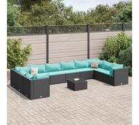 Ordellia Set Mobili da Giardino 11 pz con Cuscini Blu acqua Rattan PE e Acciaio VERNICIATO per Esterno Design Modulabile per Terraces Balconi e Patios