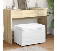 Ordellia Sgabello Bancone Bianco in Ecopelle e Legno Engineering 61x41x40 cm Imbottito Interno per Cucina Sala da Pranzo Banco Isola Cucina Bistro