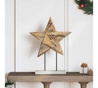 Ordellia Stella di Natale marrone in legno di teak massiccio, 43,5 x 13,5 x 59 cm, decorazione per interni, stella in legno durevole come decorazione natalizia per soggiorno, Avvento e atmosfera