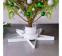 Ordellia Supporto per albero di Natale in metallo bianco a forma di stella, 47 x 47 x 13,5 cm, per abete reale fino a 2,1 m, con serbatoio dell'acqua da 0,9 l e 3 viti per una tenuta sicura
