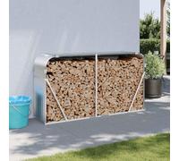 Ordellia Supporto per legna da ardere, argento, 180 x 45 x 100 cm, in acciaio zincato, con 2 ganci, per legna da ardere in giardino, legna da ardere asciutta