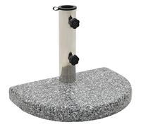 Ordellia Supporto per ombrellone in granito, 10 kg, curvo, grigio, con adattatore per palo da 38 a 48 mm, supporto per tubi in acciaio inox, base per ombrellone per balcone, terrazza, giardino e patio