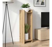 Ordellia Supporto per piante con scaffale, 2 pezzi, rovere Artisan, 30 x 30 x 100 cm, telaio aperto e 2 ripiani, per soggiorno, corridoio, davanzale, angolo ed erbe aromatiche